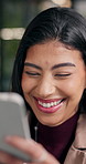 Business, woman and laugh in office with tablet, research and proofreading for funny story. Smile, person and reading in workplace with digital, review reader comments and comedy headline of article