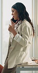 Woman, conversation and office with phone call for business chat, negotiation or proposal. Female person, agent or talking with smartphone for online discussion, communication or deal in workplace