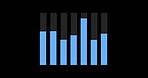 Digital, dashboard and chart on computer screen for finance, graphic display and data software. Graph, technology and information analytics with summary, statistics and report with infographic