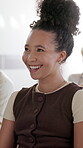 Listen, woman and laugh in business workshop for finance training, ice breaker or funny speech. Conference, person and happy in crowd for wealth management insight, budget joke and workplace learning