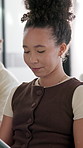 Business, woman and tablet in audience for workshop key points, industry knowledge or staff upskill. Conference, person and digital notes in crowd for employee education, speech insight and learning