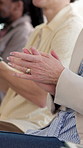 Business, success or hands in seminar with clapping, achievement and celebration for agency growth. Victory, woman or employee with conference, crowd applause and motivation for company milestone.