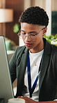 Woman, typing and computer in office for programming, research and software manual for coding. Person, reading and programmer in workplace with tech, testing website and debugging system of server