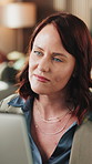 Business, woman and computer in office for programming, research and software manual for coding. Person, programmer and reading in workplace with tech, testing website and debugging system of server