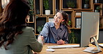 Business people, handshake or interview in office with smile, introduction or welcome with onboarding. Hiring process, HR manager and applicant shaking hands, promotion or recruitment opportunity