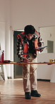 Architect, tablet and drawing for construction site, blueprint inspection or renovation assessment. Man, tech and online checklist for remodeling, floor plan and notes for property development
