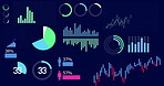 Analytics, chart and screen with graphs for statistics, insight and info for digital marketing. Ui, infographic and animation for user engagement, seo review and performance for website traffic