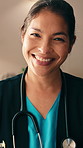 Face, woman and nurse in clinic with smile, career pride and about us for medical assistance. Portrait, mature person and ambition in workplace for nursing, employee and happy for healthcare services
