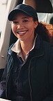 Logistics, face and woman in van with smile, dispatch profession and pride in courier service. Ambition, happy and delivery worker with confidence, freight distribution and about us in supply chain.
