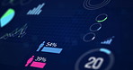 Analytics, growth and screen with bar graph for statistics, insight and info for digital marketing. Ui, infographic and animation for user engagement, seo report and performance for website traffic