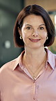 Happy, business and woman in office with face, career pride and real estate agent for about us. Portrait, mature person or confident in workplace with ambition, realtor consultant and property resale