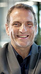 Face, corporate and man in office with smile, career pride and real estate agent for about us. Portrait, mature person or confident in workplace with ambition, realtor consultant and property auction