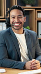 Headset, face and business man on computer for finance consulting, investment advice and contact us. Happy, portrait and person on tech for client service, stock trading options and loan support
