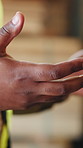 Hands, carpenter and person talking in workshop for manufacturing, idea or planning meeting. Carpentry, employee or advice for woodwork suggestion, joinery feedback or explain production process