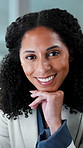 Finance, face and smile of business woman in office for accounting, investment or risk management. Confident, friendly and trading with happy employee in financial workplace for portfolio growth