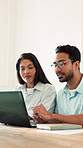Couple, finance and discussion with laptop in home for budget planning, expenses or audit together. Man, woman or financial assessment with computer for tax deduction, payments or bills in house
