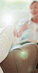 Nervous, hands and therapy in office with psychologist, mental health support and advice for healing. Flare, therapist and woman with depression, anxiety or counseling session for wellness in clinic.