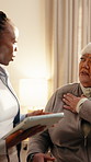 Physiotherapy, talking and senior woman with shoulder pain, exercise and tablet for medical support. Healthcare, tech and physical therapist with patient for wellness, arthritis healing or mobility
