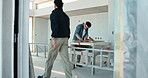 Team, woodworking and sanding with men on construction site for manufacturing or production process. Cleaning, ppe and safety with people for carpentry, timber framing and renovation or remodeling