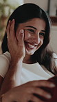 Love, woman and couple in house with laugh, partner connection and bonding on weekend break. Support, chill and people on sofa with joke reaction, happy moment and day off in romantic relationship.

