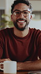 Face, man and tablet at house for remote work, research and confirm facts for story submission. Portrait, smile and freelancer in home with tech, editing grammar and latest update of article coverage