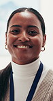 Pride, face and woman in office with smile, brand consultant and career opportunity in PR industry. Portrait, happy and marketing advisor with confidence, ads planner and about us in communications.