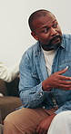 Support group, psychology and man in counseling for discussion, coping strategy or experience. Mature person, meeting and therapy circle for mental health, help and share guidance with chat in office