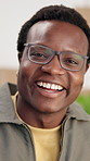 Logistics, face and black man in office with glasses, dispatch worker and about us in supply chain. Happy, eyewear and person with confidence, order coordinator and ambition in distribution industry.