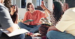 College students, high five and happy friends with tablet, success or studying together for project. University, education and people with tech for research, laughing and celebration for achievement