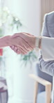 Office, people or shaking hands in meeting for agreement, company acquisition or financial support. Thank you, handshake and partnership for collaboration, investment consolidation or integration
