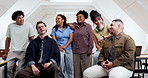 Joke, happy or team in office with laugh, workplace humor and friendly conversation in collaboration. People, smile and employees with unity, funny discussion and bonding together in agency.