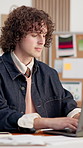Man, reading and logistics at startup with laptop, email supplier and confirm order for shipping. Male person, review and pc in office with documents, inventory update and pricing stock for delivery
