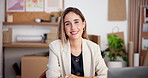 Face, woman and happy in ecommerce company for supply chain management, shipping or distribution job. Retail seller, person and smile in small business with logistics experience, pride and about us.