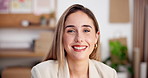 Face, woman and smile in ecommerce company for supply chain management, shipping or distribution job. Happy, person and retail seller in small business with logistics experience, pride and about us.