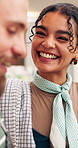 Happy, waiter and manager in cafe with conversation, plan reservation and profit for small business. Owner, woman and server smile in coffee shop with discussion, tips and good news for revenue.