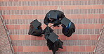 Graduate, success and happy people hand stack at ceremony, excited and friends with academic growth. University students, above and applause for graduation, laughing and celebration for achievement