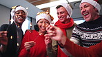 People, sparklers and excited in business for Christmas, festive celebration and last day of work. Employee, team and happy at office party for xmas event, santa hat and cheering with fireworks
