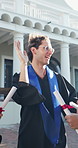 Man, students and high five outdoor at graduation, diploma and achievement for degree completion. Smile, people or celebrate at campus with accolade, academic success and award for learning milestone
