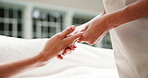 People, hands and massage in spa for relaxation, beauty treatment or stress relief in luxury resort. Massage therapist, physiotherapy or gentle touch for healing, vacation or holiday in retreat