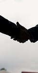 Business, people and handshake outdoor for architecture, secret deal and bribery for commission. Space, architect or shaking hands for misconduct, hidden partnership and unethical practice of project
